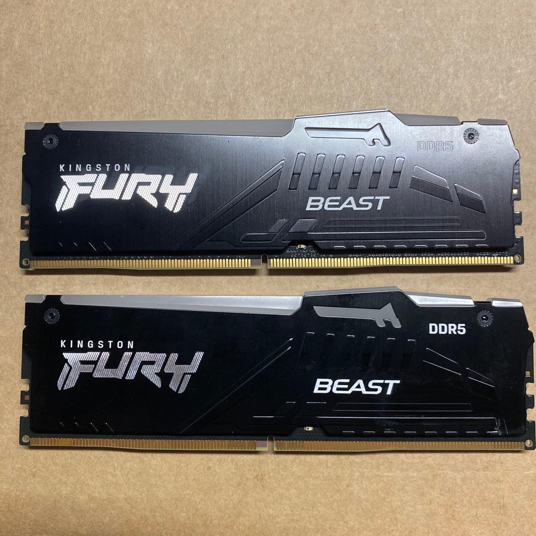 動作品 キングストンFURY DDR5 16GB×2枚5200MT