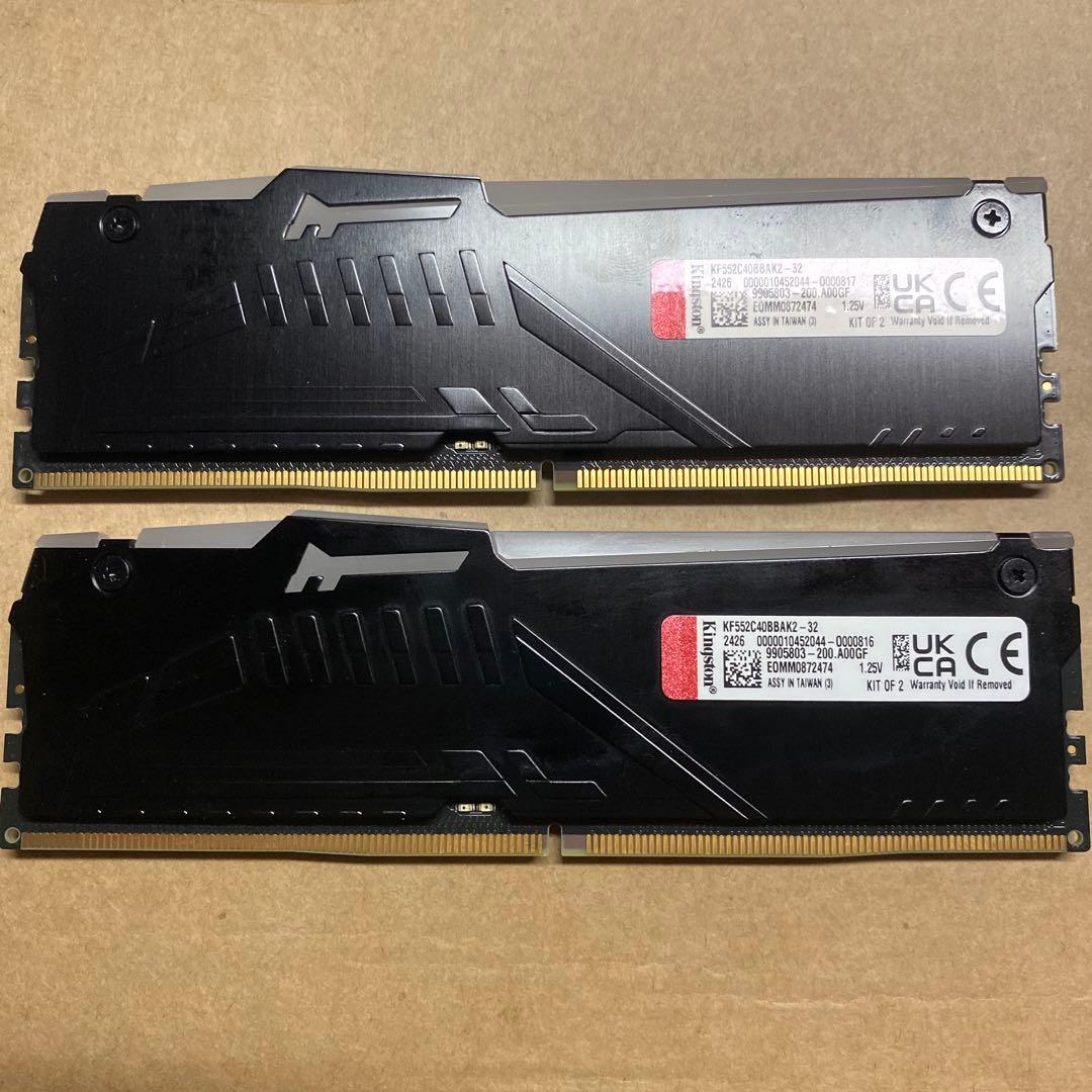 動作品 キングストンFURY DDR5 16GB×2枚5200MT
