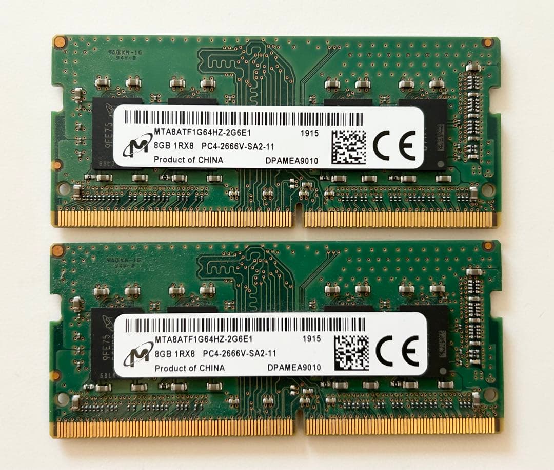 2枚セット Micron DDR4 メモリ PC4-2666V 8G 計16GB