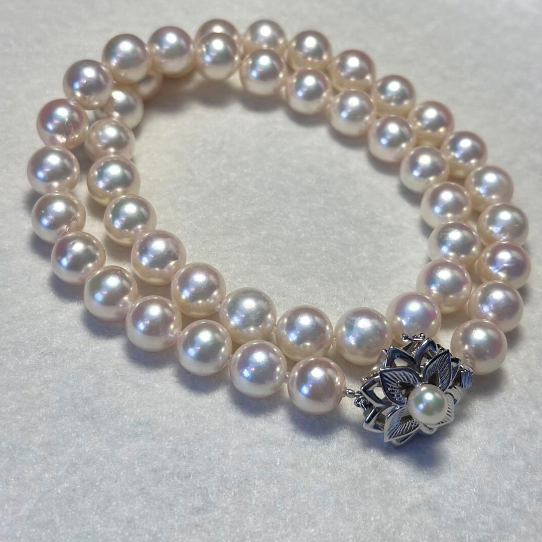 超大珠✨テリ強　K14WG アコヤ真珠　パール　ネックレス 糸替え済 9.5mm