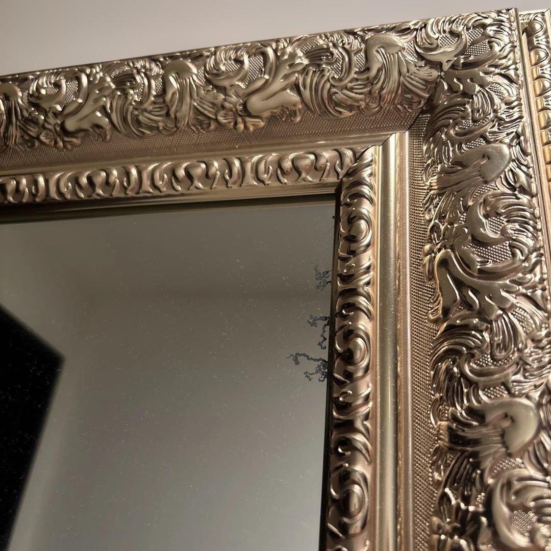 立て掛け　ジャンボ　ミラー　幅90㎝　鏡　全身　姿見　ガラス製　シャビーシック