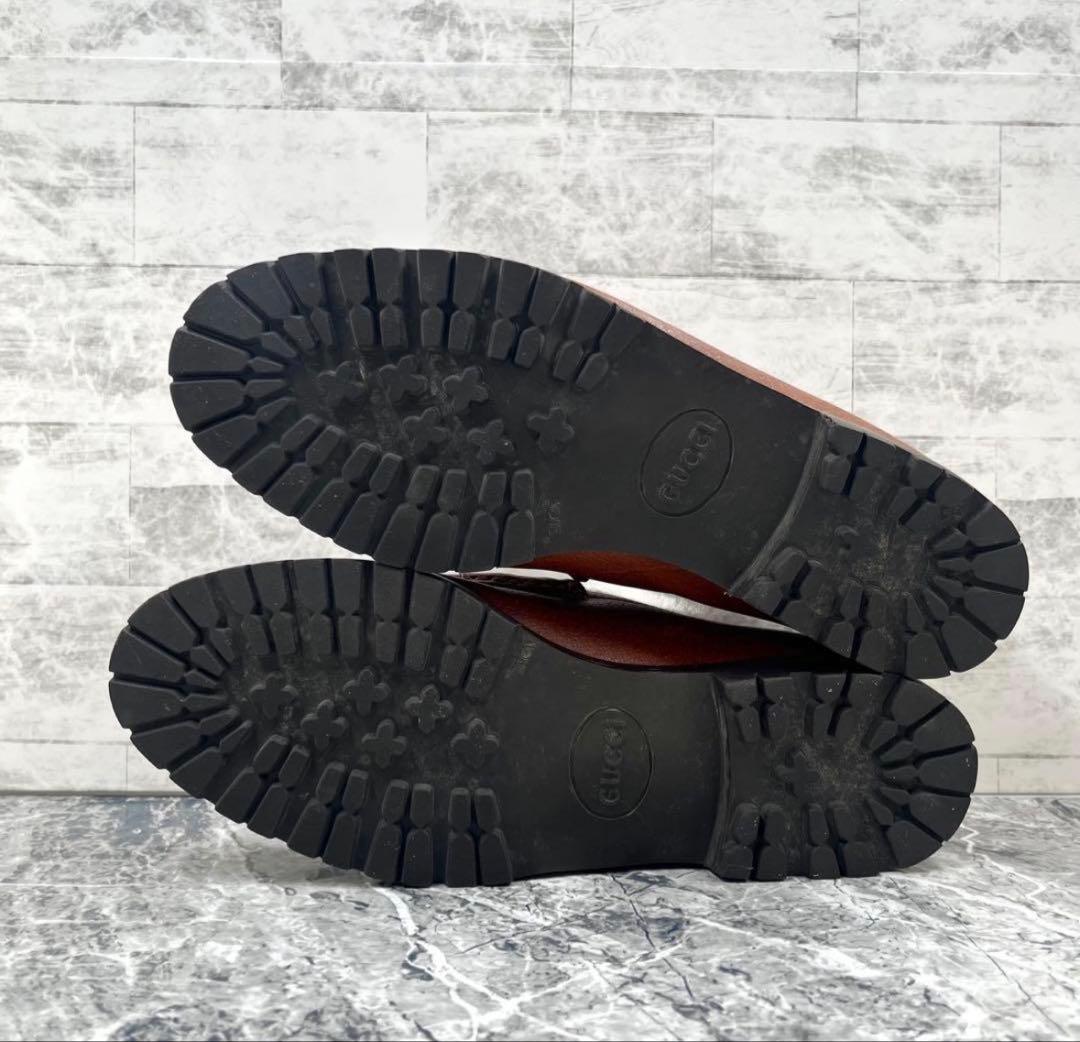 【美品】 グッチ ホースビットローファー 38.5 ブラウン レザー ラグソール