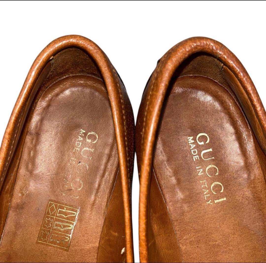 【美品】 グッチ ホースビットローファー 38.5 ブラウン レザー ラグソール
