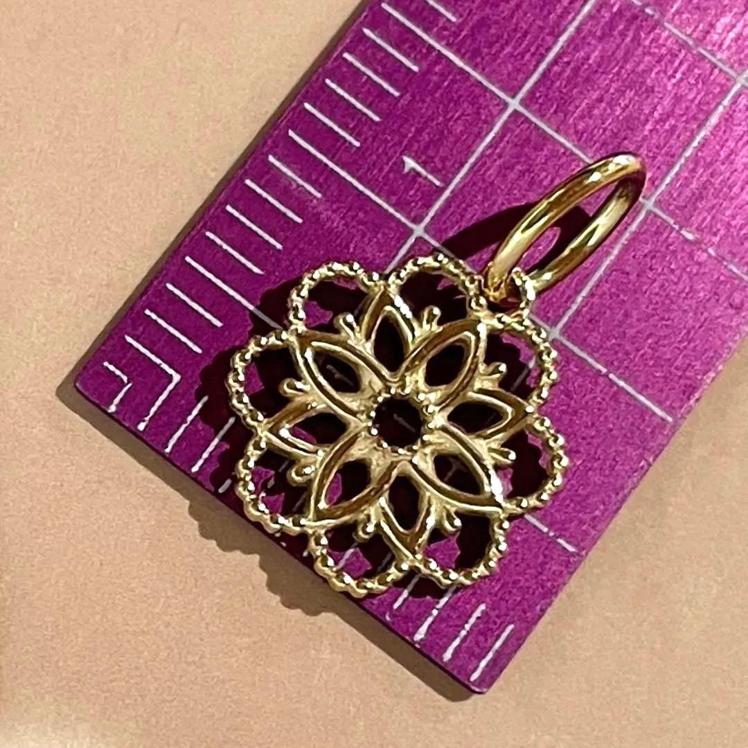 agete K10 透かし フラワー チャーム