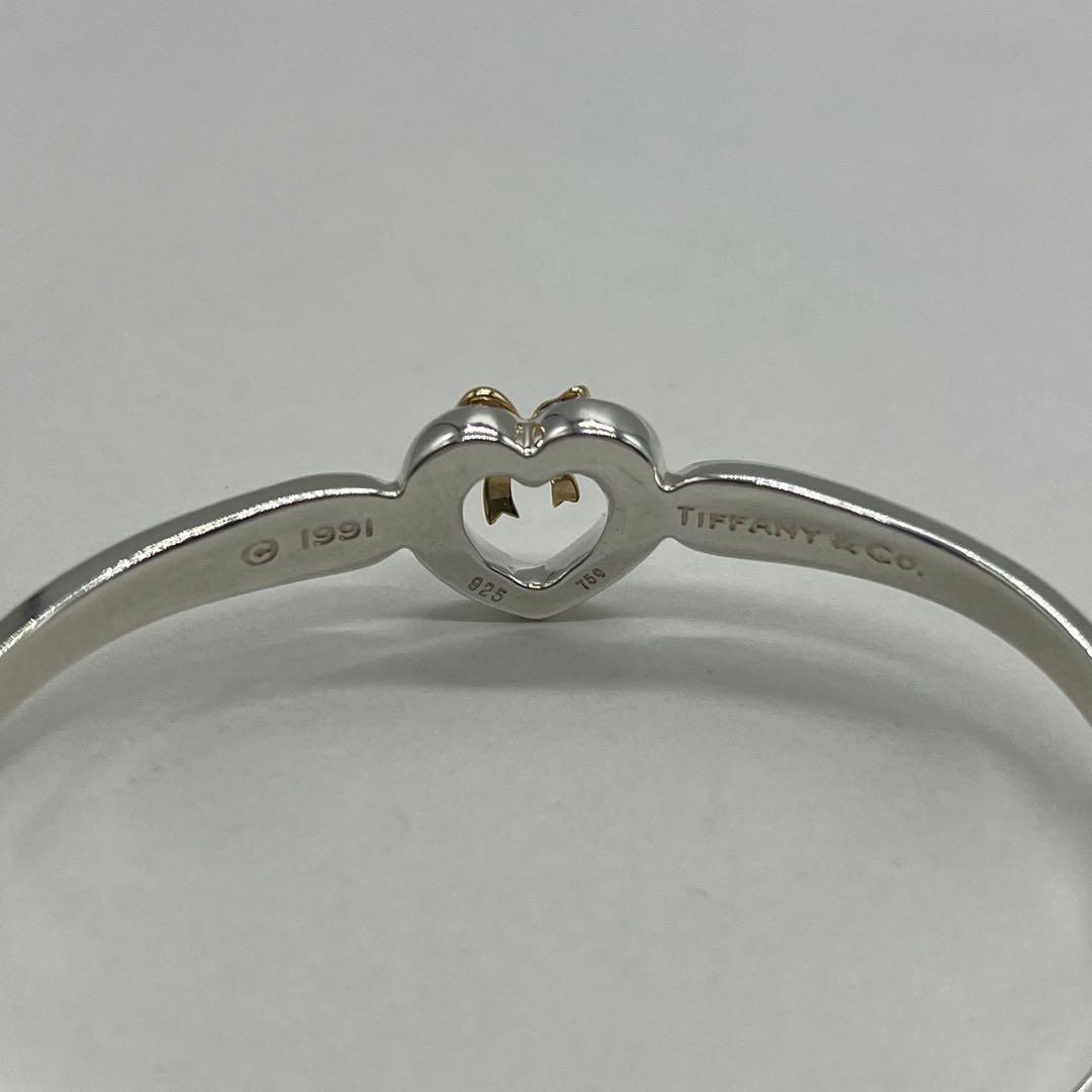 ティファニー TIFFANY ハート リボン バングル SV YG コンビ 希少