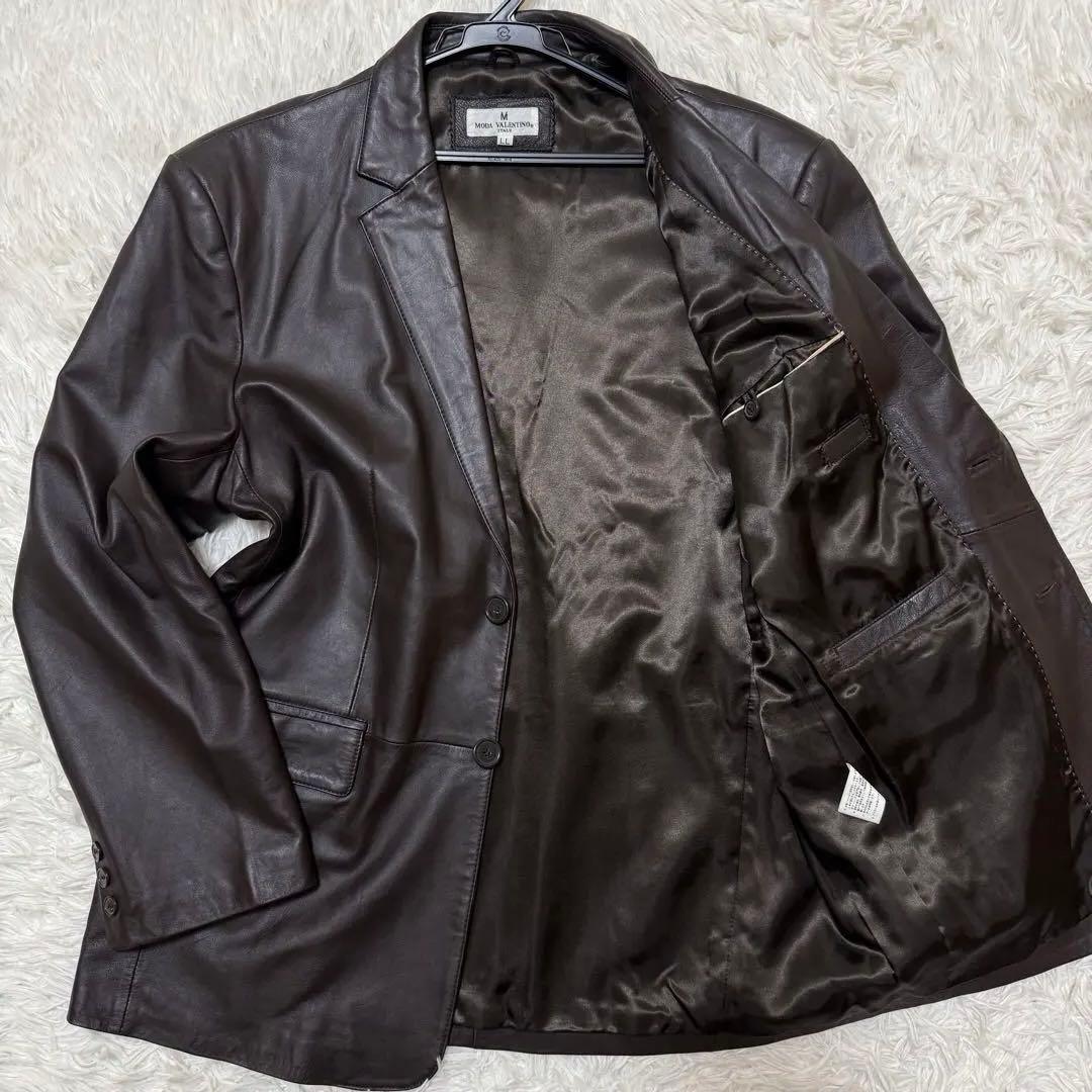 VALENTINO ラムレザーテーラードジャケット　大きいサイズ　XL ブラウン
