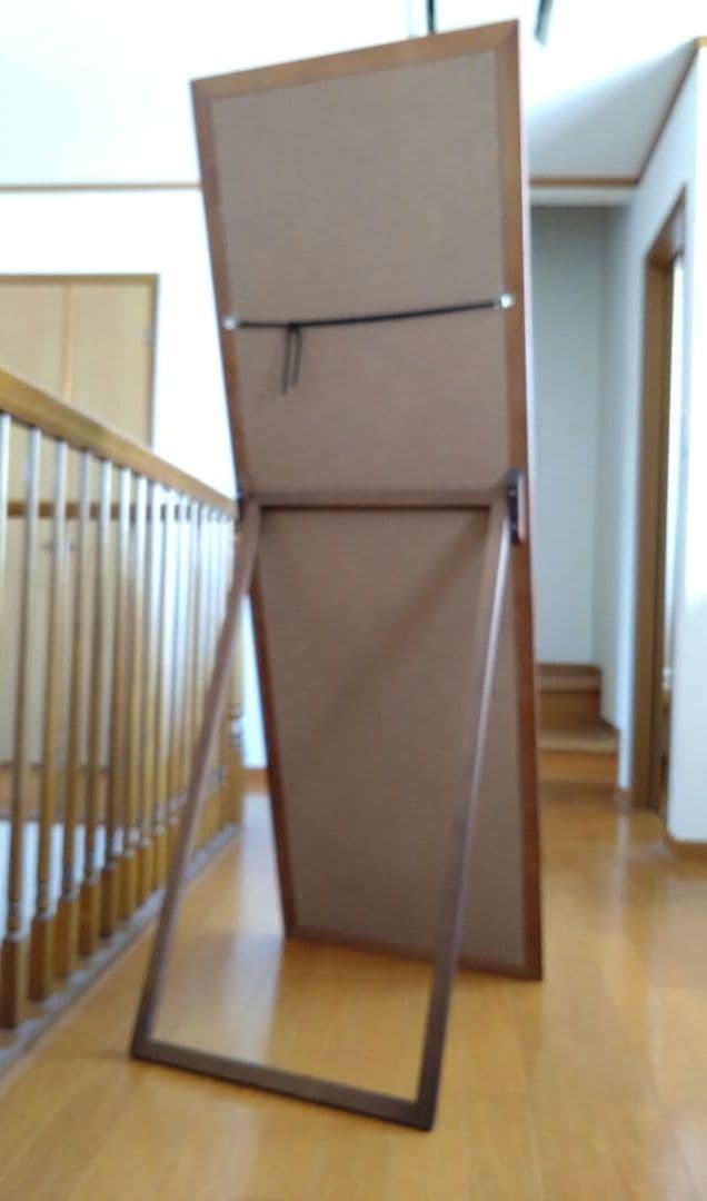 【新品未使用】大型ブラウンスタンドミラー　姿見全身　スタンド＆固定ひも　ヤマソロ