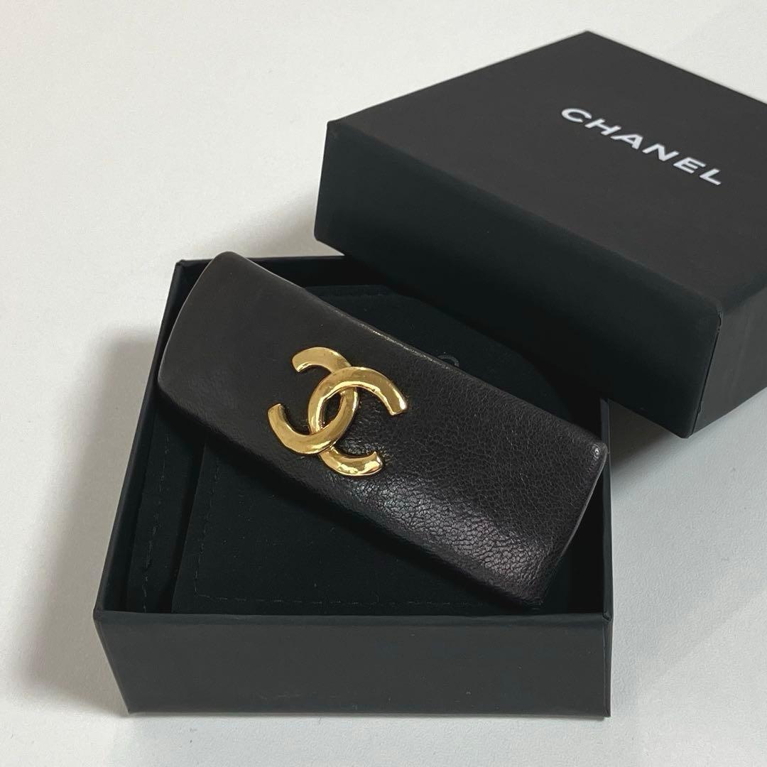 CHANEL シャネル レザー バレッタ ココマーク 箱付き