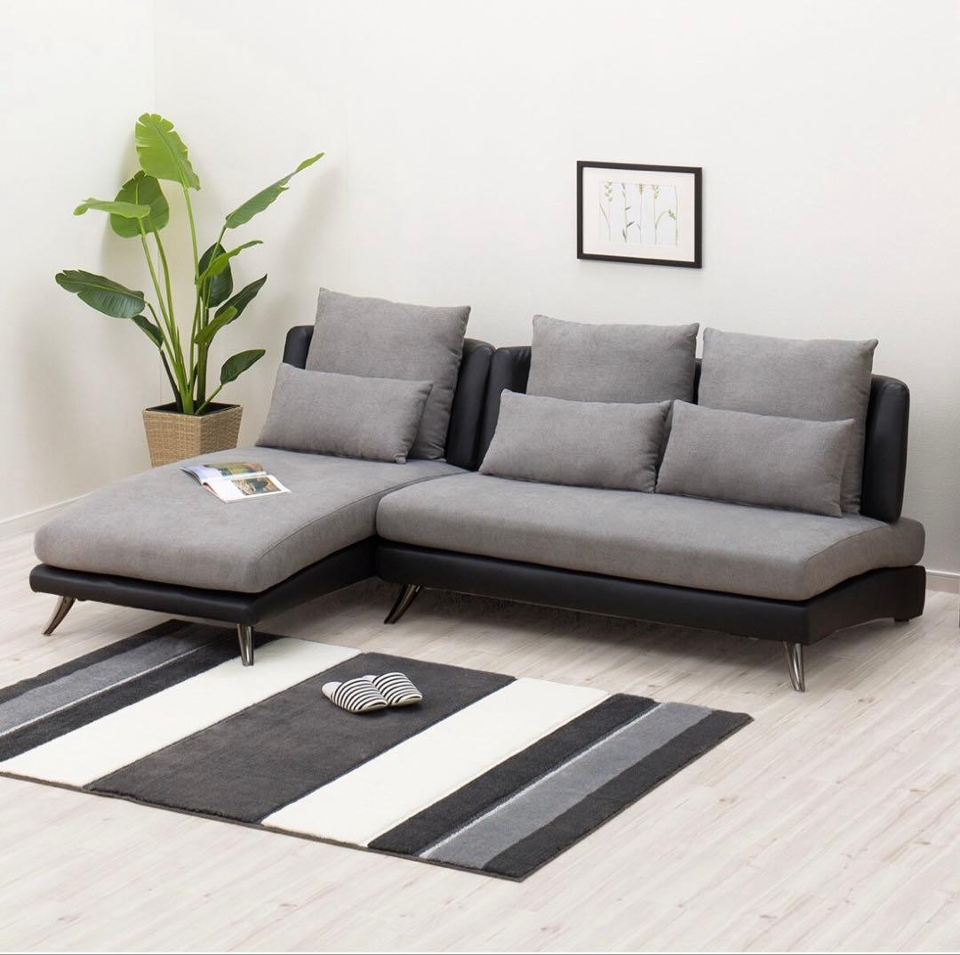 布張りカウチソファ(ポーション2KD GY)