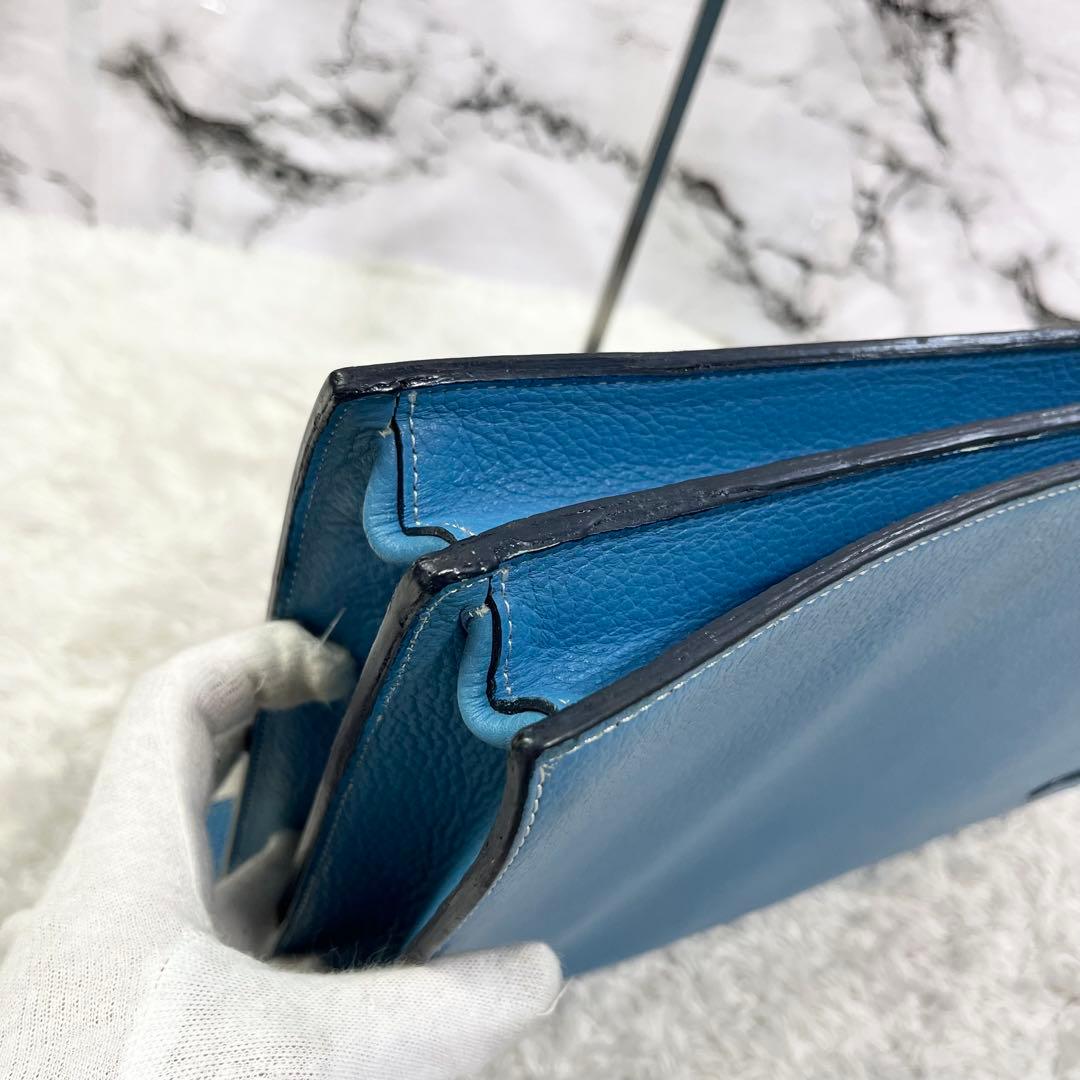  GRACE PARIS 青 レザービジネスバッグ