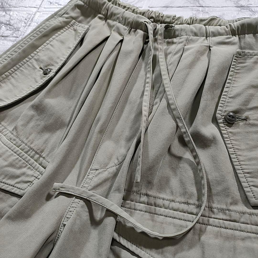 TICCA コットンカーゴパンツ カーキ ドローコード ミリタリーパンツ ワイド