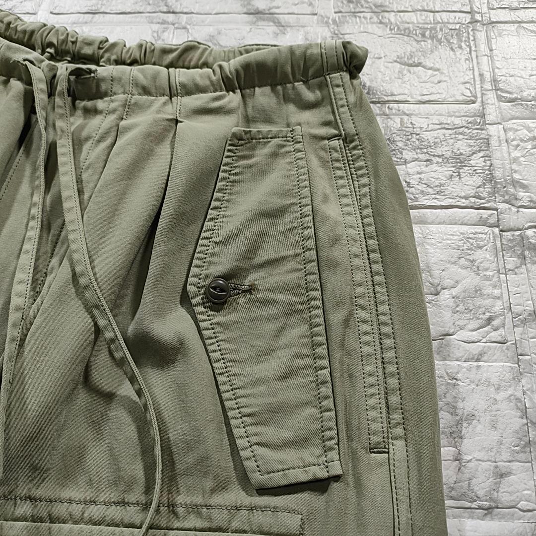 TICCA コットンカーゴパンツ カーキ ドローコード ミリタリーパンツ ワイド