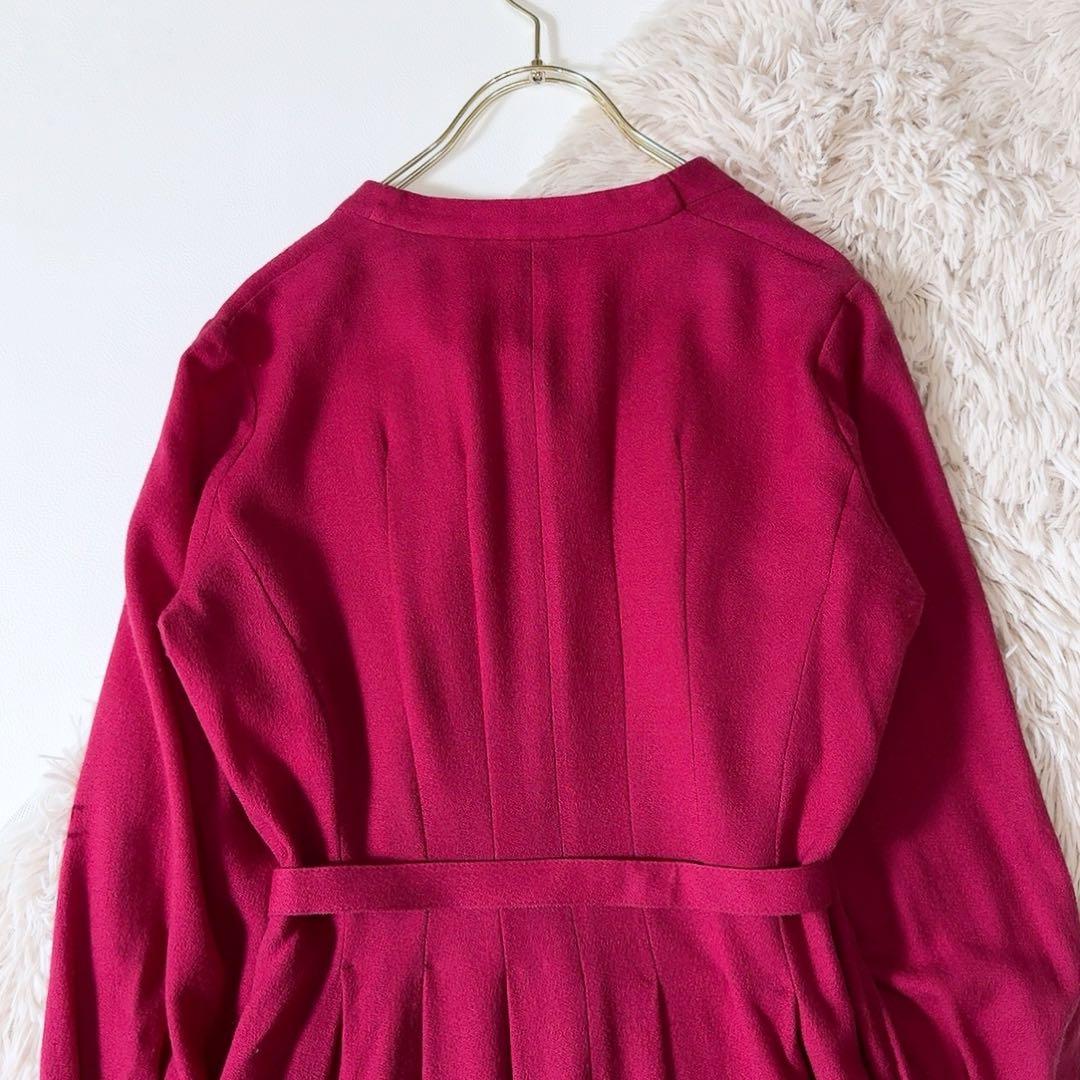 極美品ꕥアナイ 現行タグ ウールアムンゼンポケットフレアワンピース 共布リボン