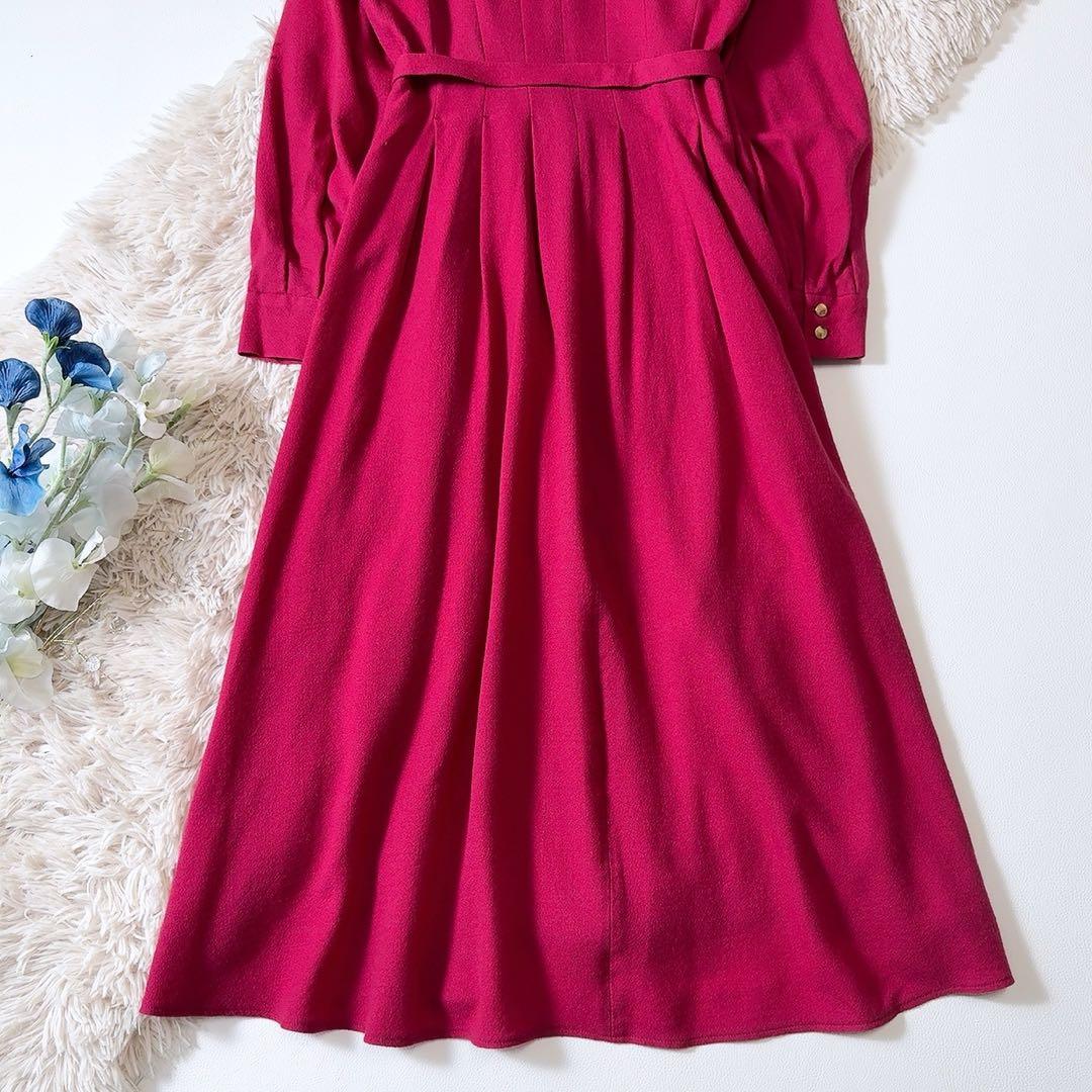 極美品ꕥアナイ 現行タグ ウールアムンゼンポケットフレアワンピース 共布リボン