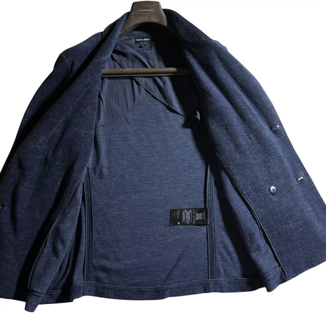 【極美品】最高峰 ジョルジオアルマーニ ダブル ニットジャケット ネイビー 52