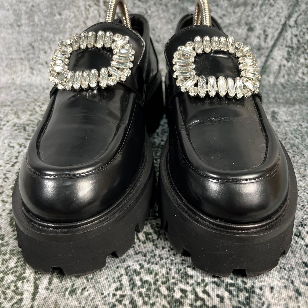 美品 ファビオルスコーニ ローファー ビジュー ブラック 厚底