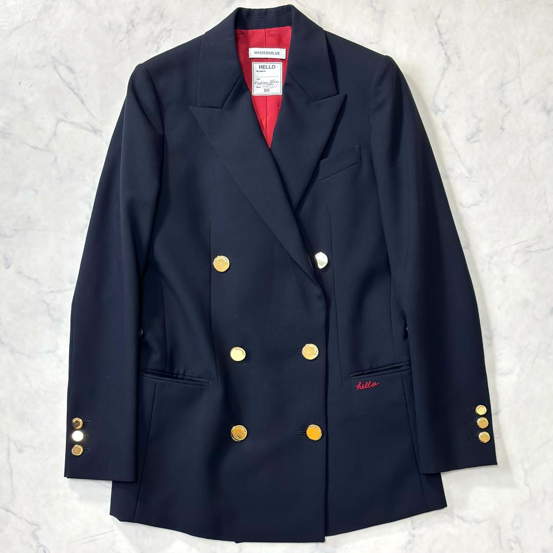 美品希少マディソンブルー HELLO刺繍 紺ブレ ダブル 金ボタン 00 tp9