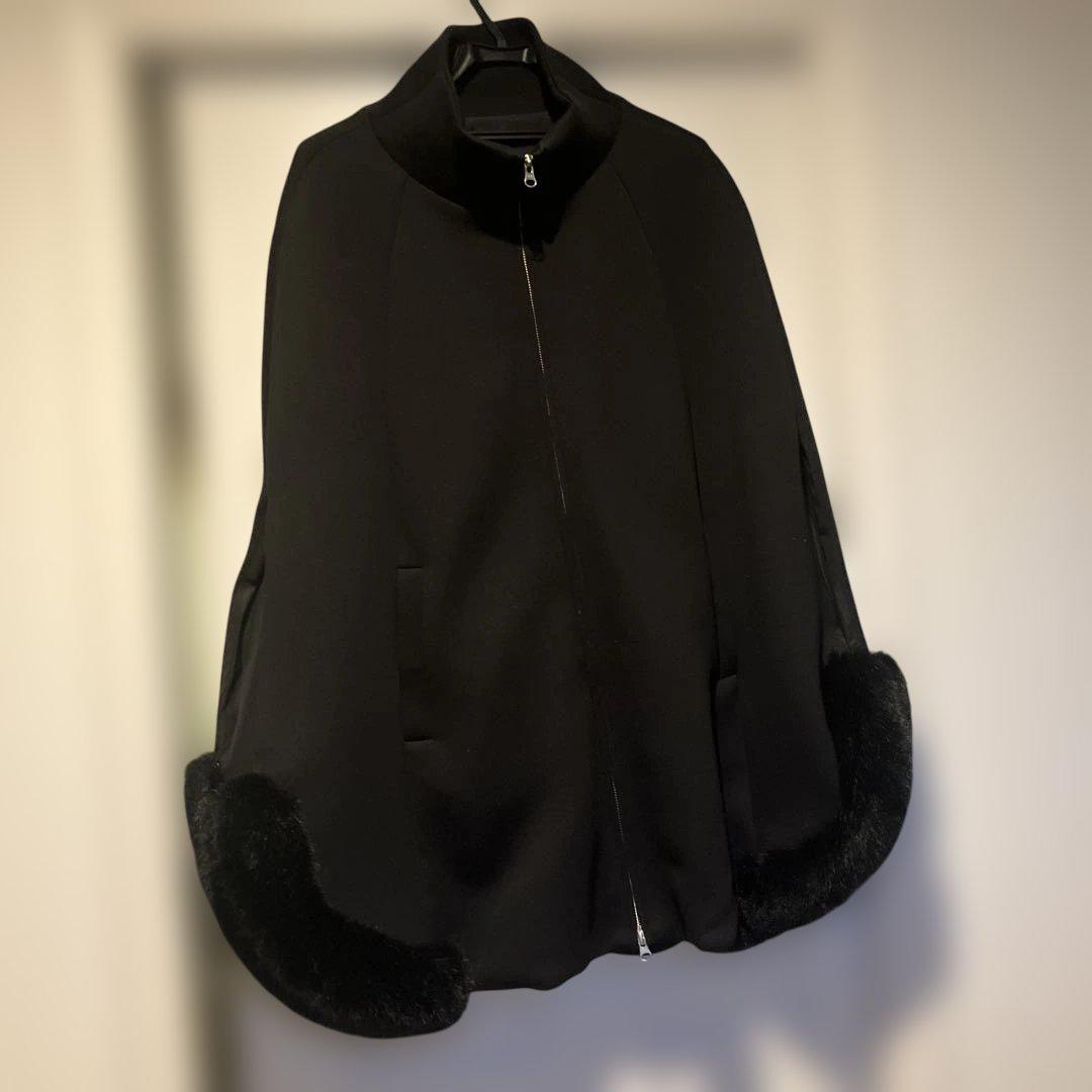 sysorus黒 フリース風 ポンチョ・ケープコート