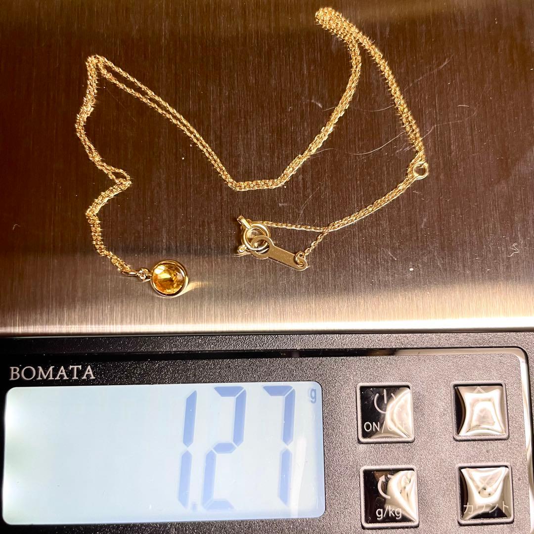 未使用美品4℃ 18金ネックレス シトリン ダイヤ付き ネックレス
