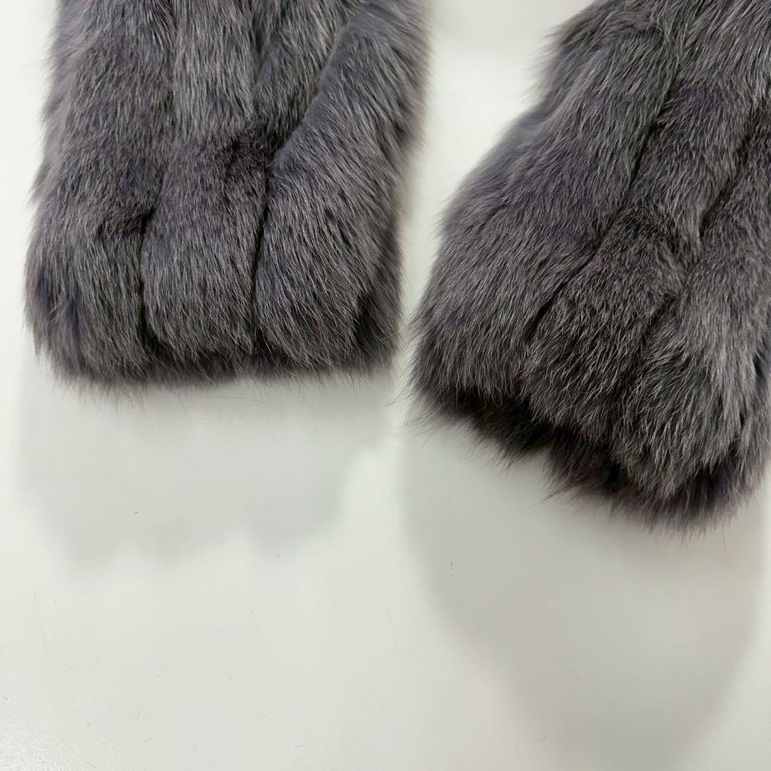 ふわふわ◎ブルーフォックス ファーコート グレー 染め 本毛皮　青狐　レディース