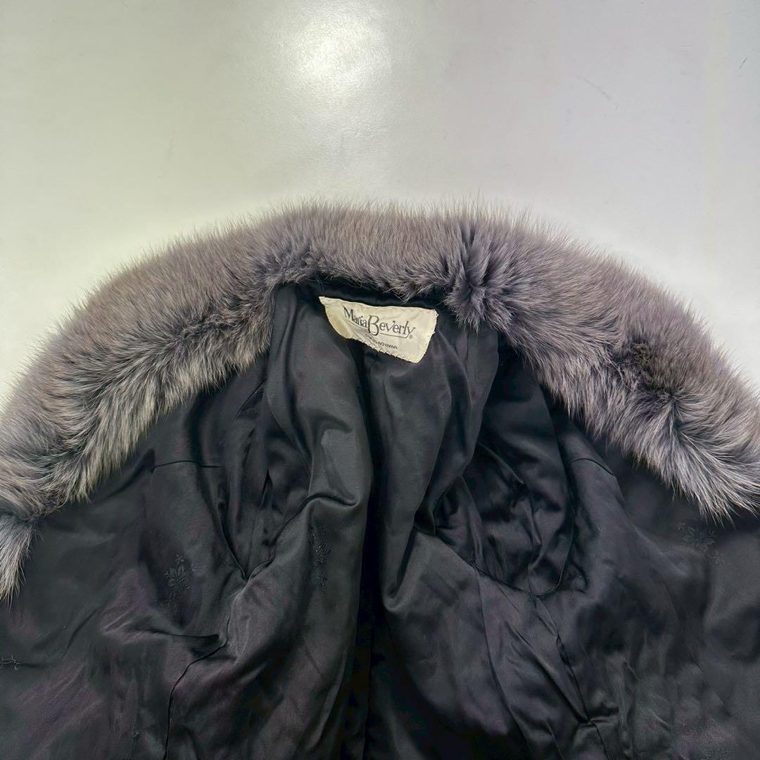 ふわふわ◎ブルーフォックス ファーコート グレー 染め 本毛皮　青狐　レディース