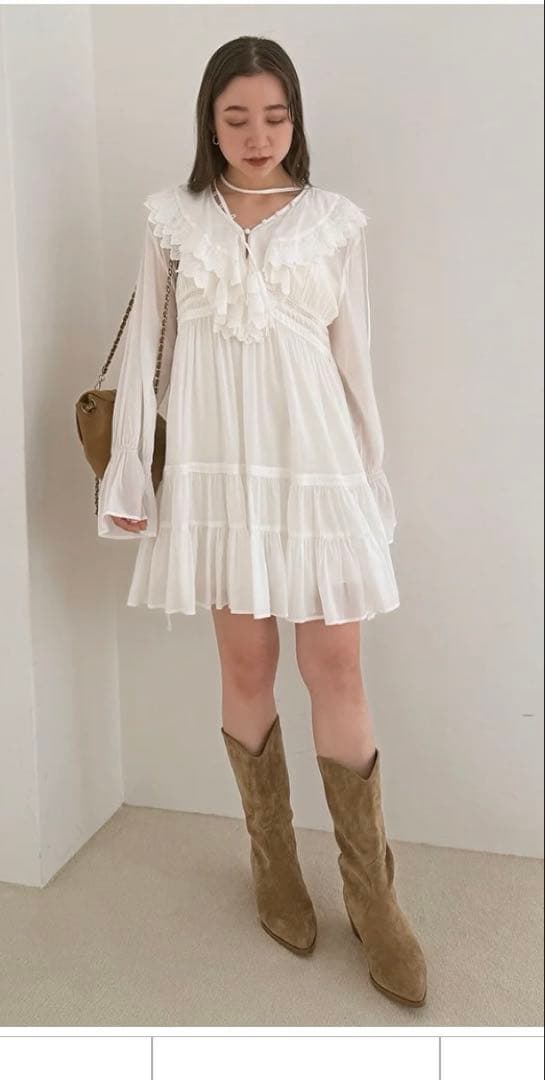 SNIDEL コットンライクラッフルカラーチュニック