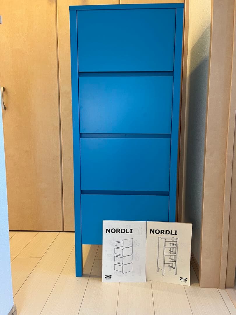IKEA ノールドリ　NORDNI 木製チェスト　ブルー