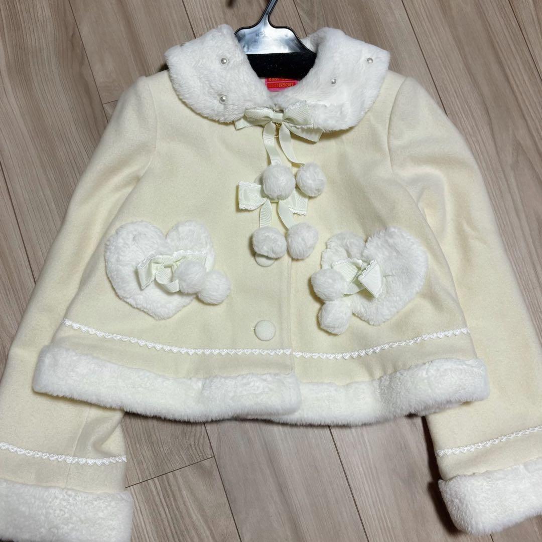 BABY ポンポンリボンショートコート アイボリー