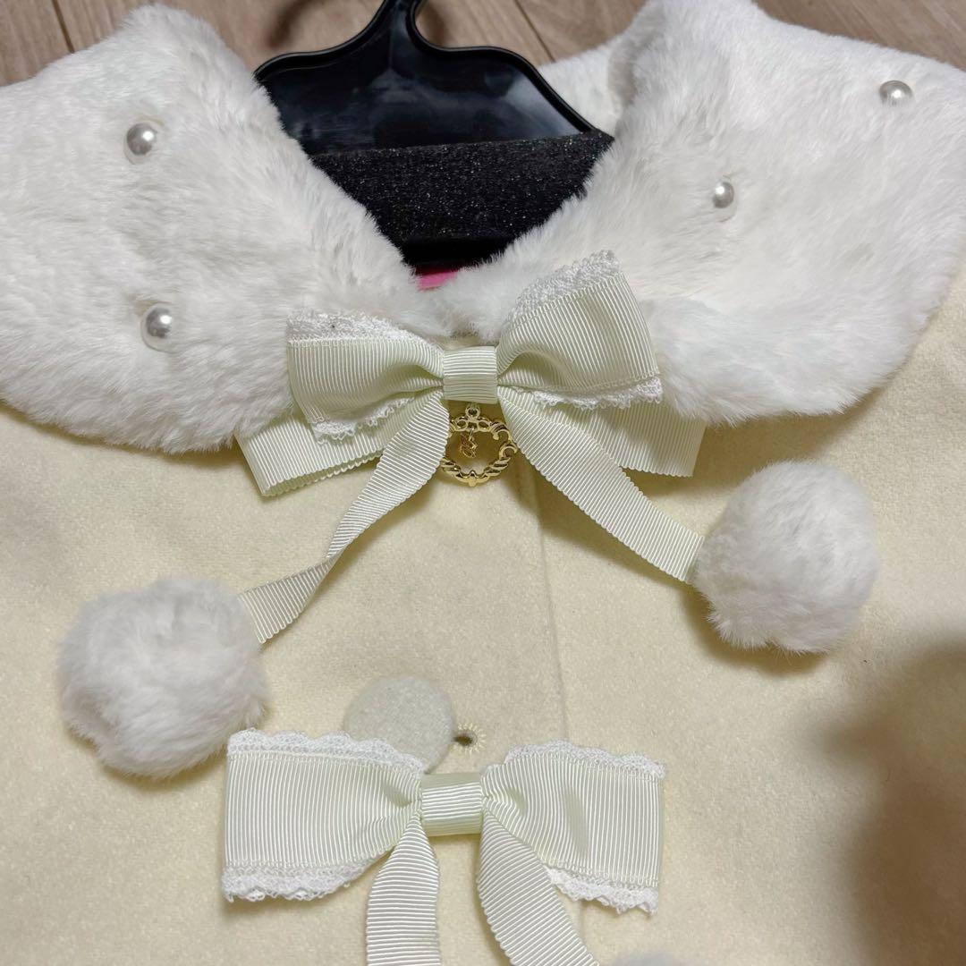 BABY ポンポンリボンショートコート アイボリー