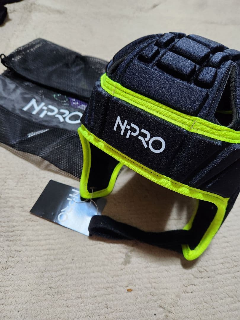 N-PRO ヘッドギアヘッドキャップ 黒✕ネオンイエローSizeM 新品未使用