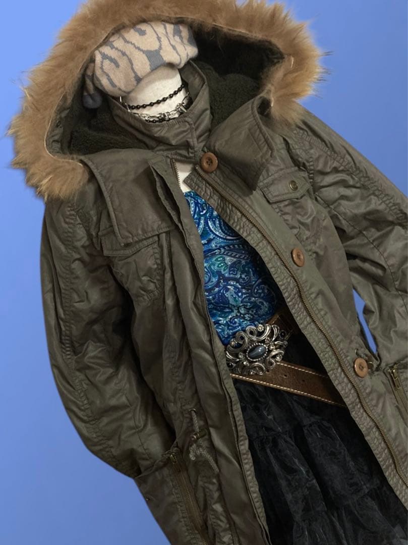 y2kファーモッズ平成ギャルカーキNANAロックフェアリーグランジ古着トレンド