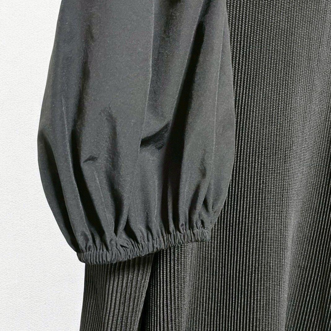 SPECCHIO　ストレッチタフタ切替 パフスリーブ ワンピース 黒