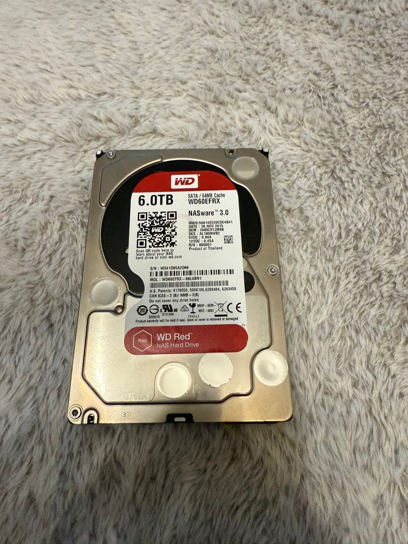 外付けハードディスク・ドライブ WD Red 6TB HDD WD60EFRX