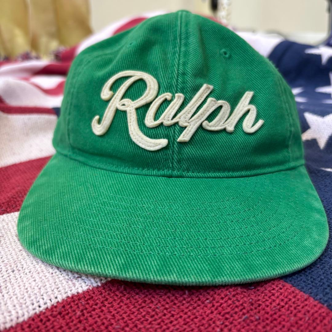 レアPOLO RALPH LAUREN キャップ アップリケド ツイル ボール緑