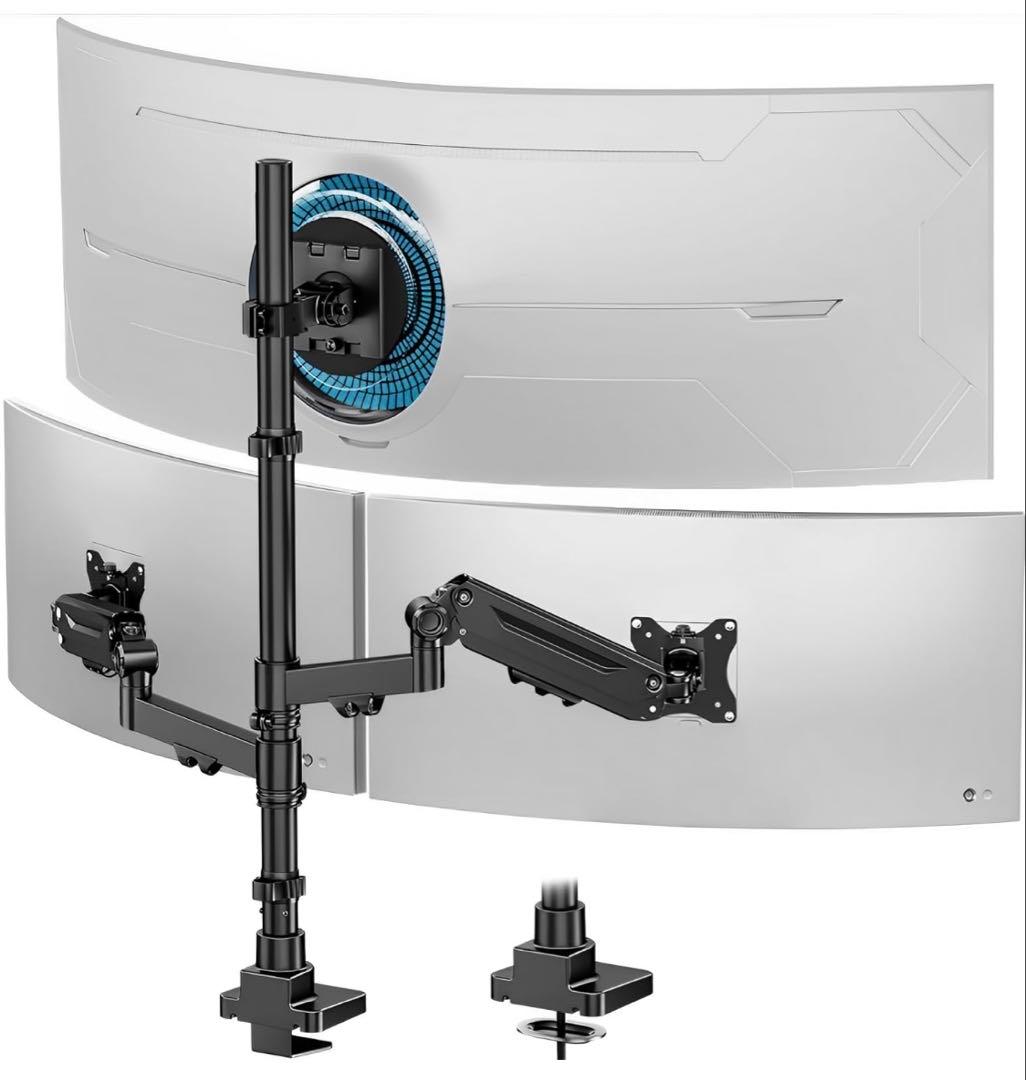 モニターアーム 3画面 17～49インチ対応　ロングポールVESA対応　ガス圧式