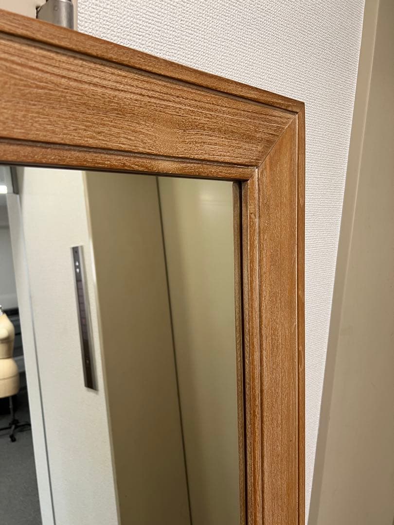 【大型 姿見】無垢材フレームミラー 180×69cm 全身鏡 壁掛け可、天然木