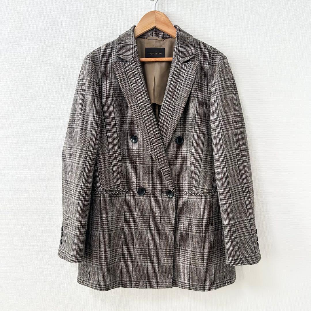 美品✨TOMORROWLAND　シックグレンチェック ダブルブレストジャケット