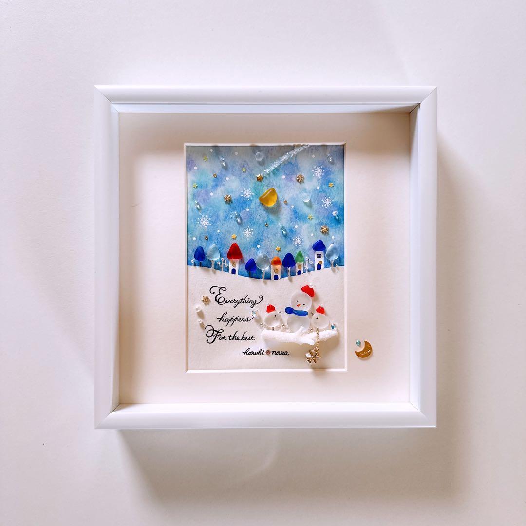 ꫛꫀꪝ✧シーグラスアート「ねがいごと♡北欧の街並み」赤　レアカラー　絵本の世界