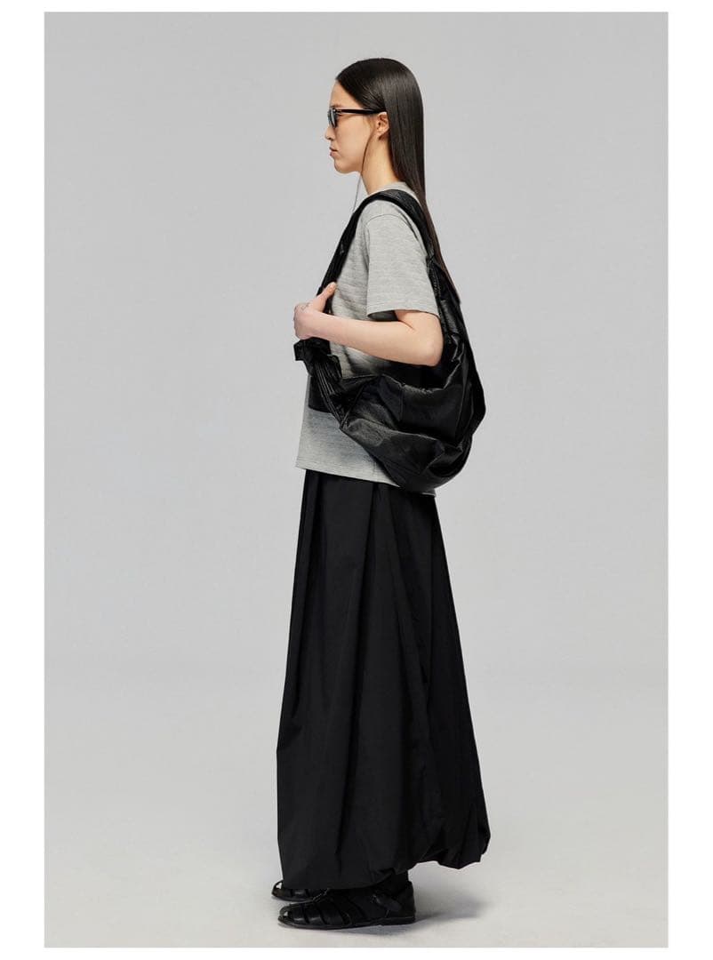 Simple Project プリーツ ショルダーバッグ 黒