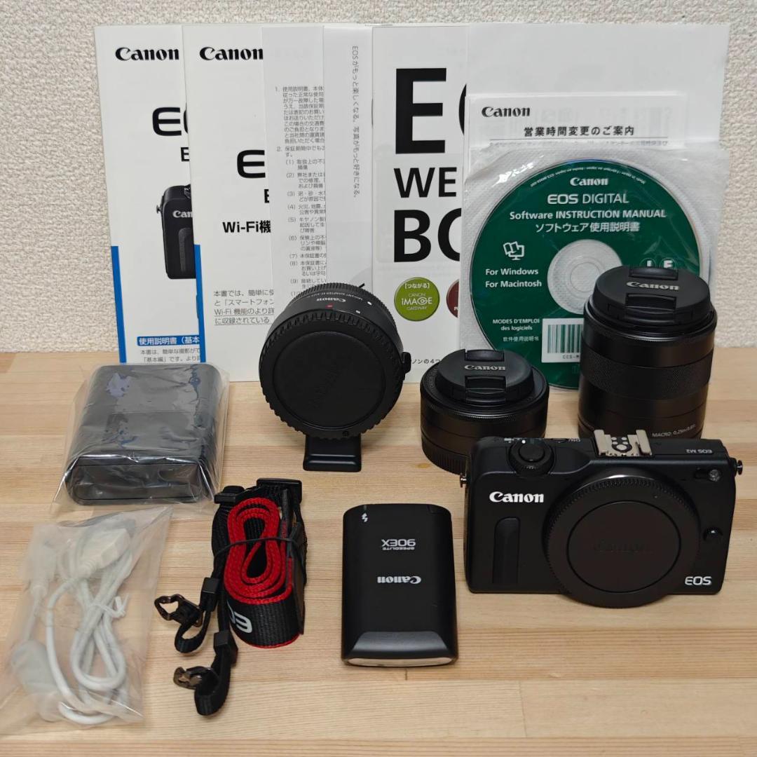 ❗️最終値下❗️極美品❗️EOSM2　ダブルレンズキット+レンズアダプターセット