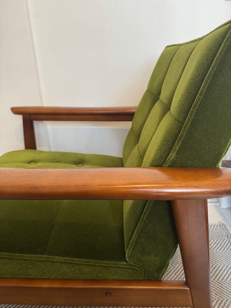 【名品】カリモク60 Kチェア 1シーター モケットグリーン