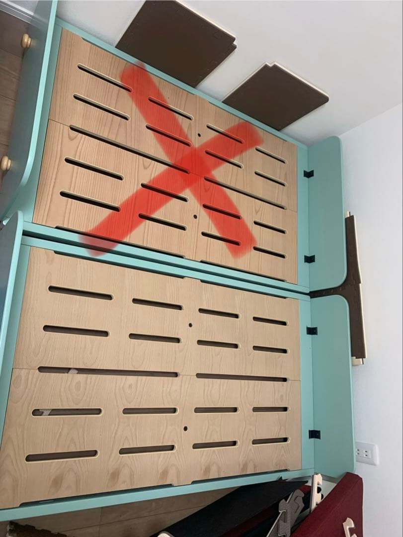 【再組み立て不要•美品】HOPPL ホップル 子ども用ベッド ミントグリーン