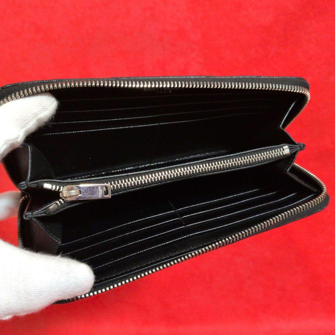 SANT LAURENT／サンローラン 長財布　 キャビアスキン ／YSL／黒