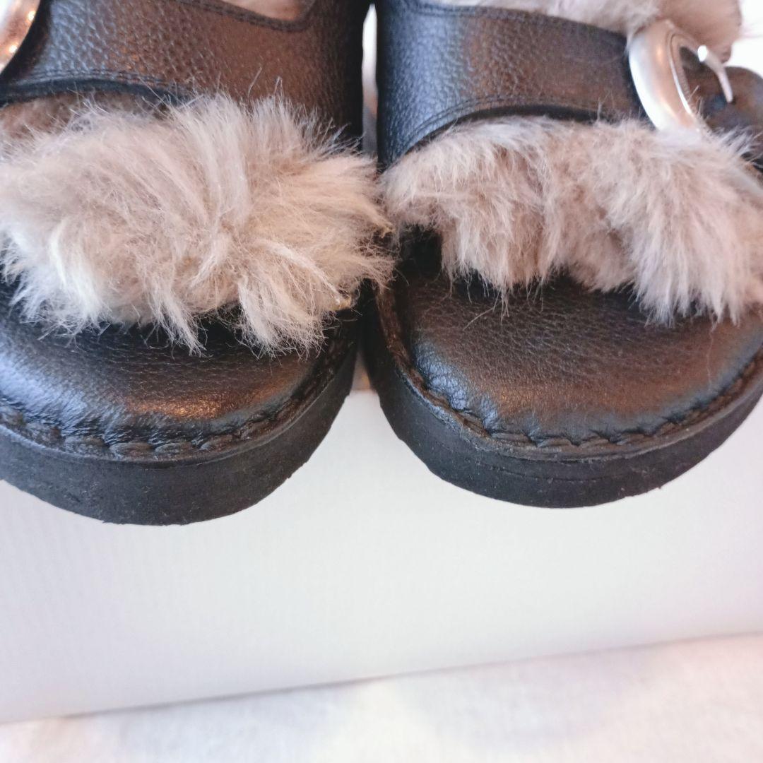 専用　CAMINAND ブラック ファー サンダル 23cm スリッポン