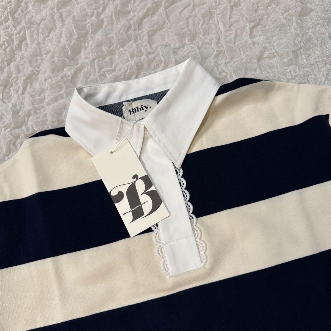 【新品未使用】Bibiy. ボーダー長袖ラガーシャツ