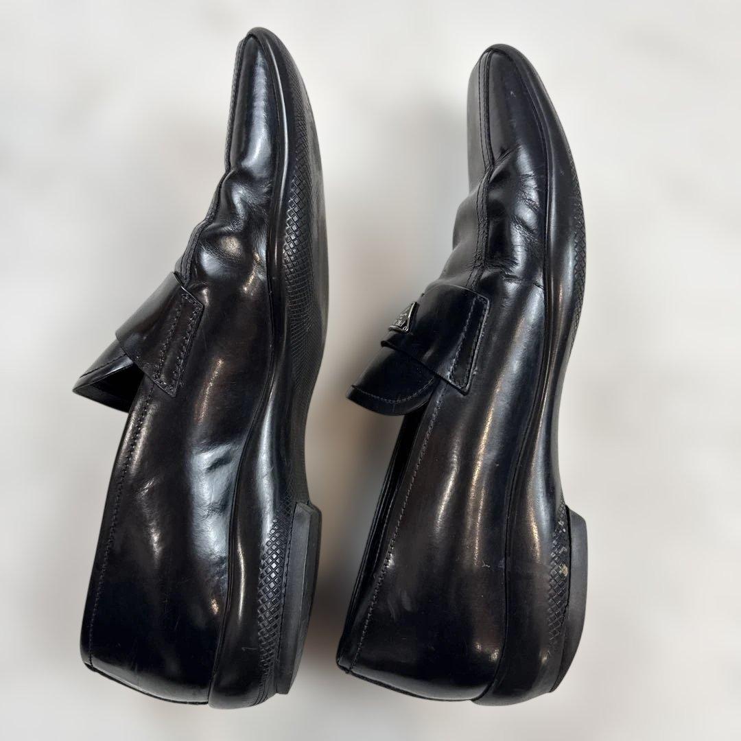 PRADAプラダ　三角プレートロゴ　ローファー　ブラック　サイズ7 1/2