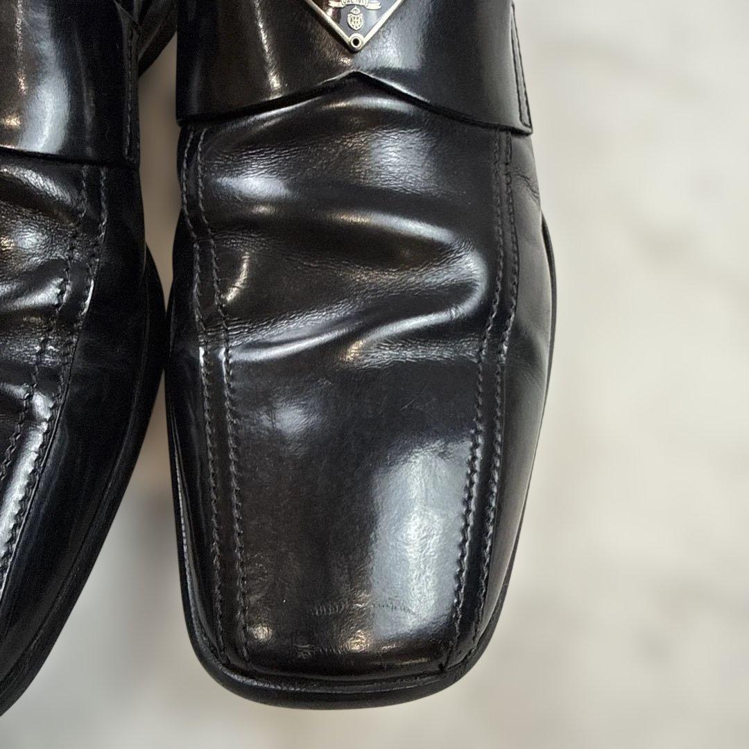 PRADAプラダ　三角プレートロゴ　ローファー　ブラック　サイズ7 1/2