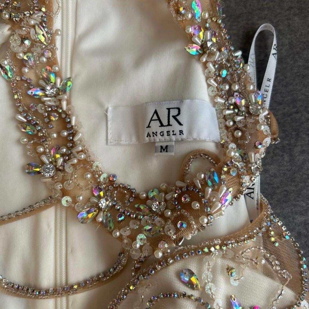 エンジェルアール　ホワイト　ビジュー　キャバドレス　ナイトドレス　タイト　ミニ