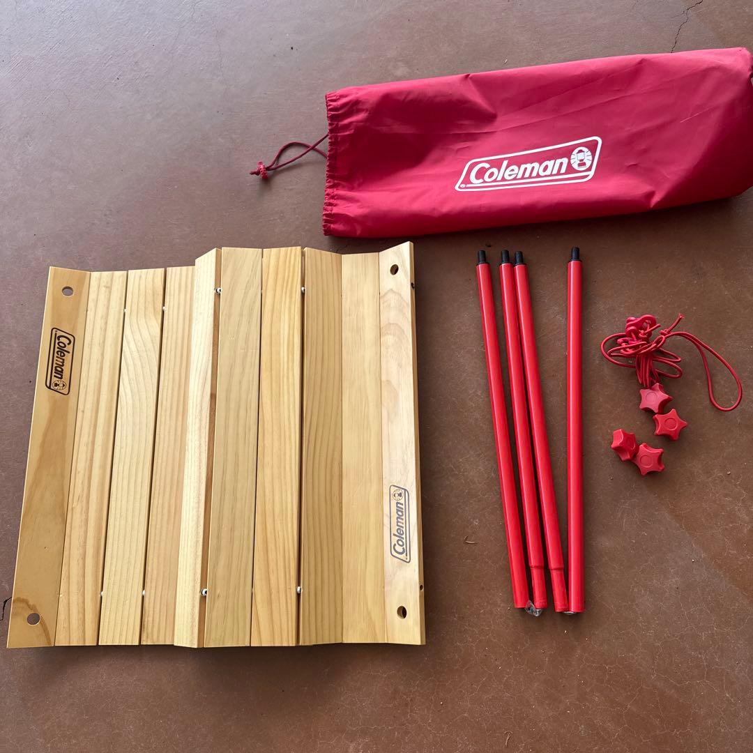 【値下げ】Coleman(コールマン) アウトドアワゴンウッドロールテーブル