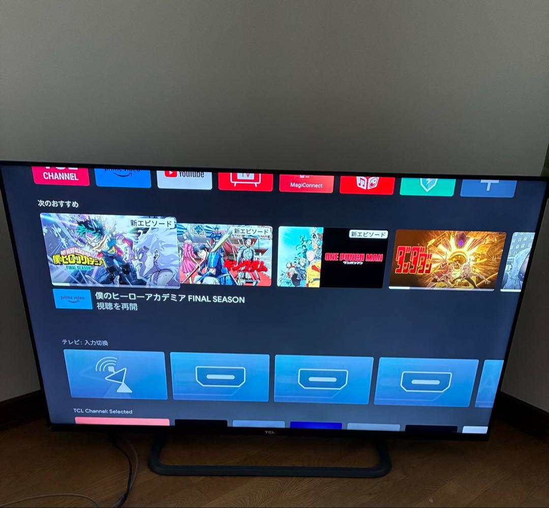 TCL 50V型 4K 液晶テレビ スマートテレビ 50P8S 動画配信アプリ○